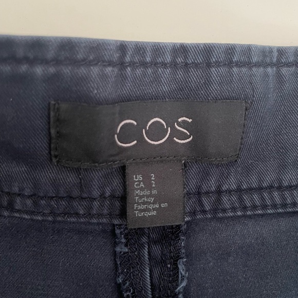 COS Wide Leg Ankle Length Navy Cotton Pants - Picture 6 of 9